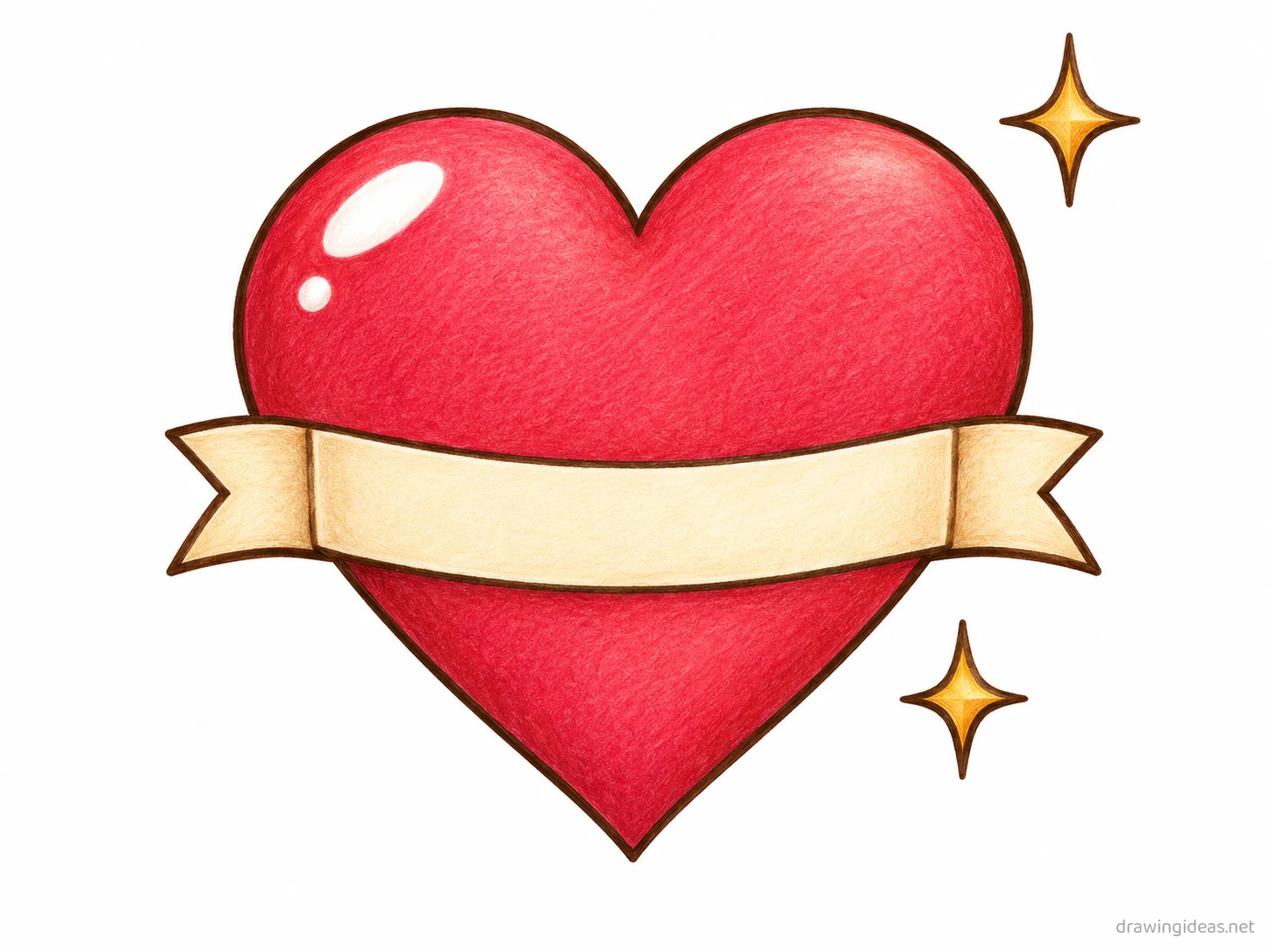Heart drawing — hand-drawn heart illustration with ink lines and soft colors