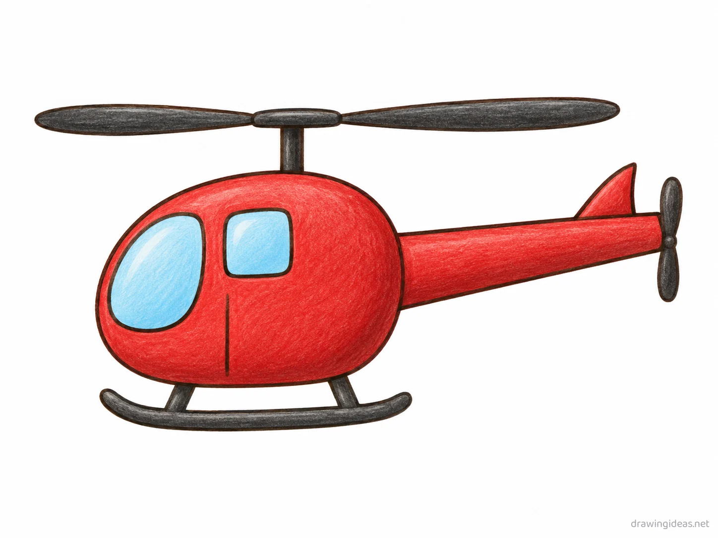 Helicopter drawing ā hand-drawn helicopter illustration with ink lines and soft colors