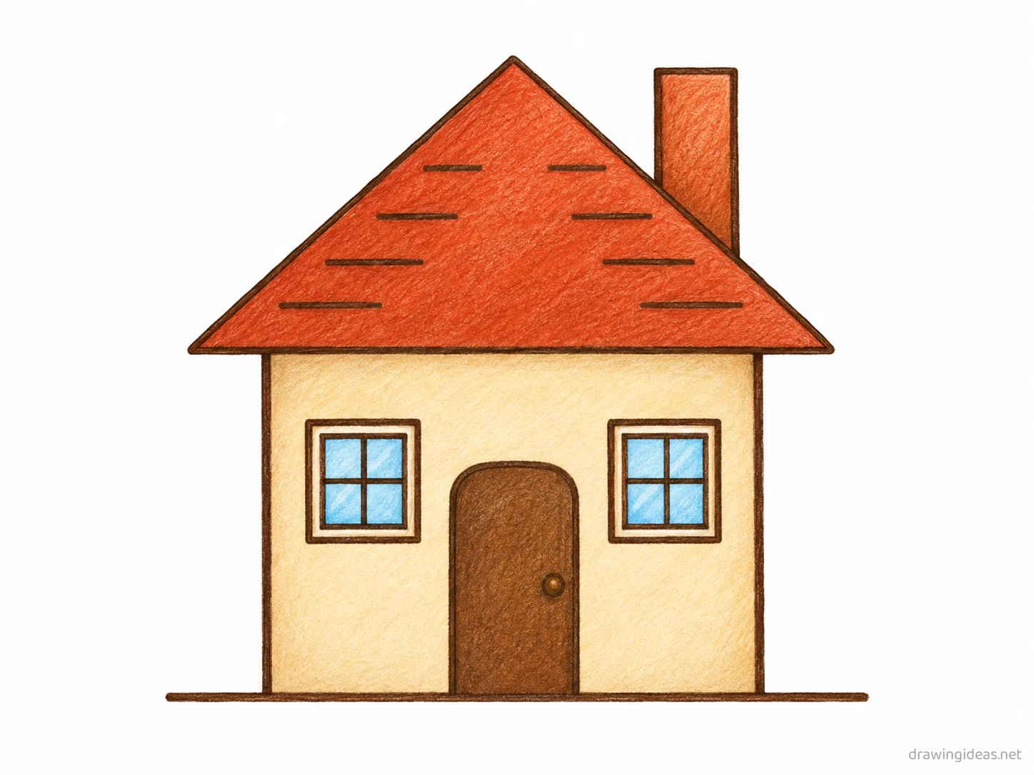 Home drawing — hand-drawn home illustration with ink lines and soft colors