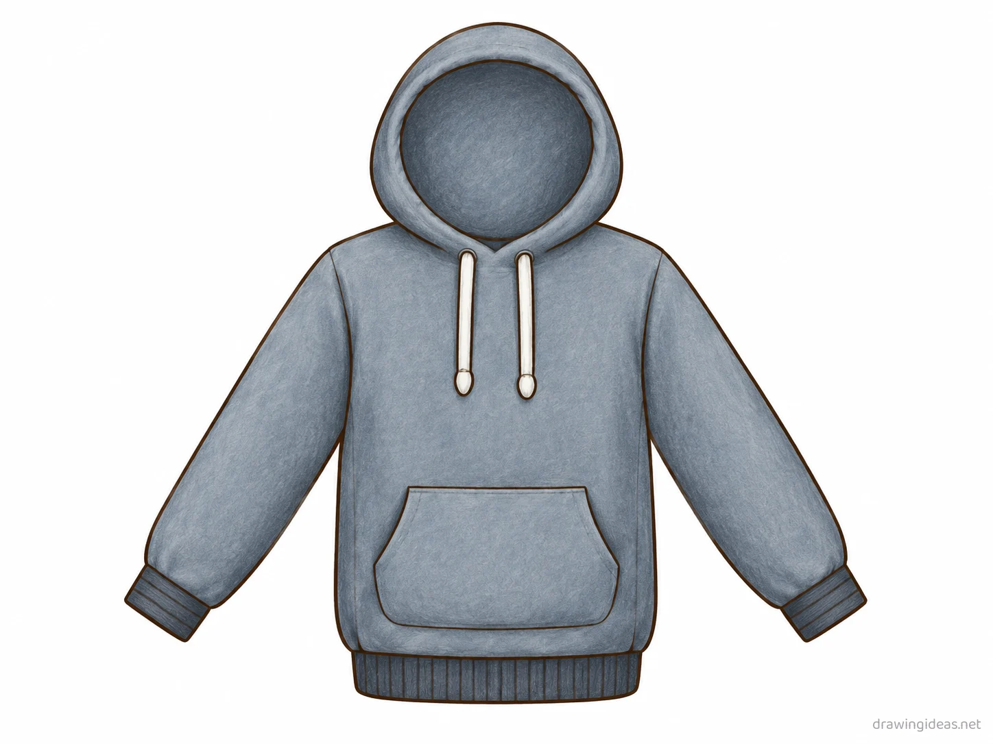 Hoodie drawing — hand-drawn hoodie illustration with ink lines and soft colors