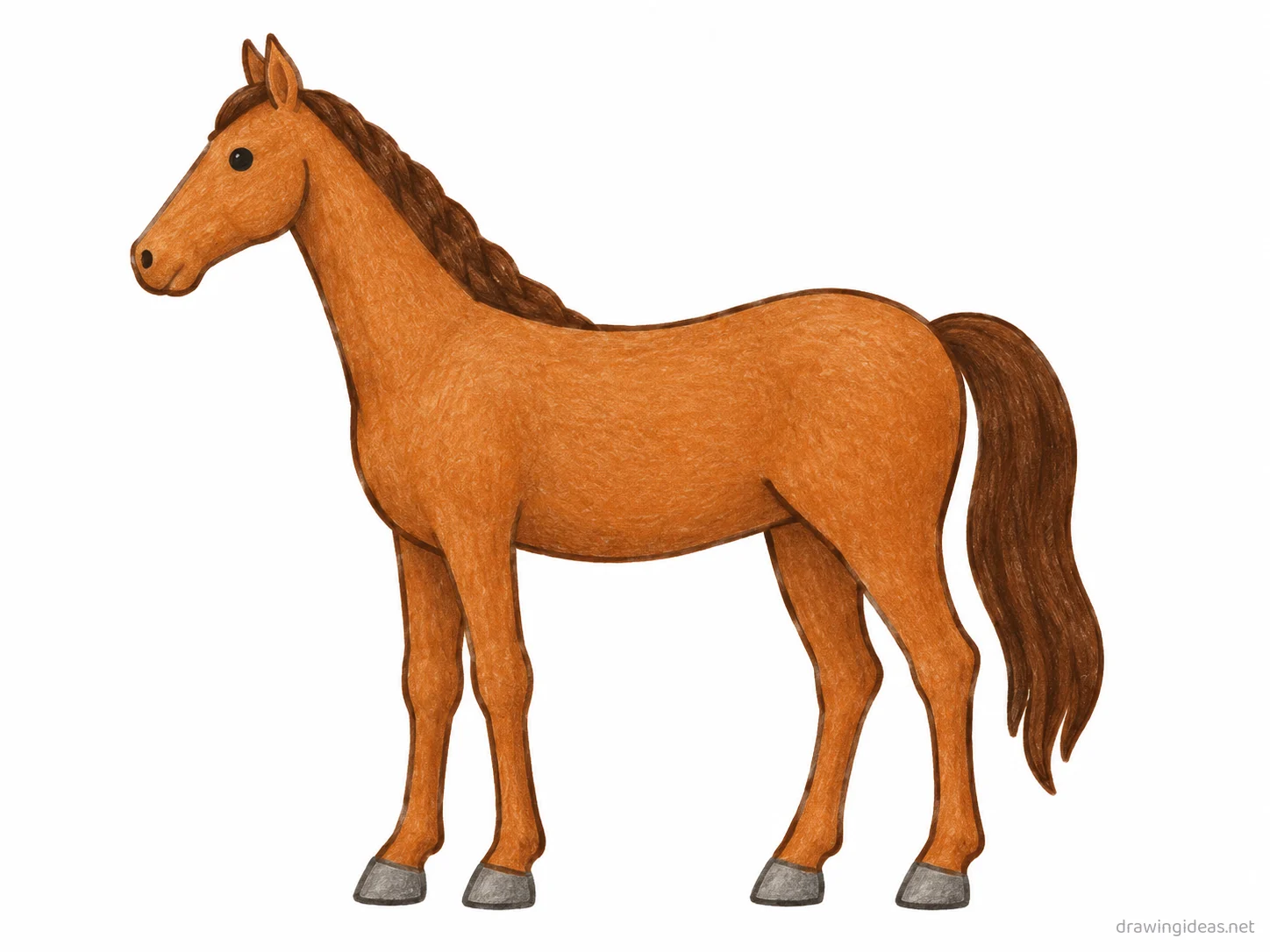 Horse drawing — hand-drawn horse illustration with ink lines and soft colors