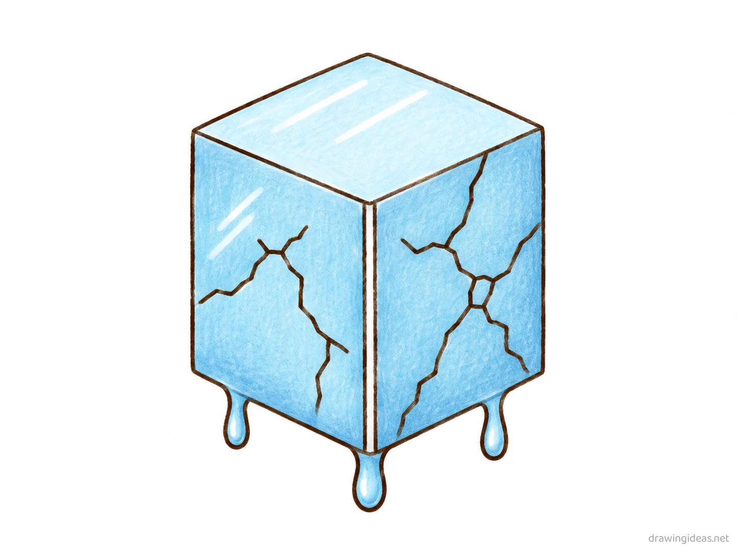 Ice drawing — hand-drawn ice illustration with ink lines and soft colors
