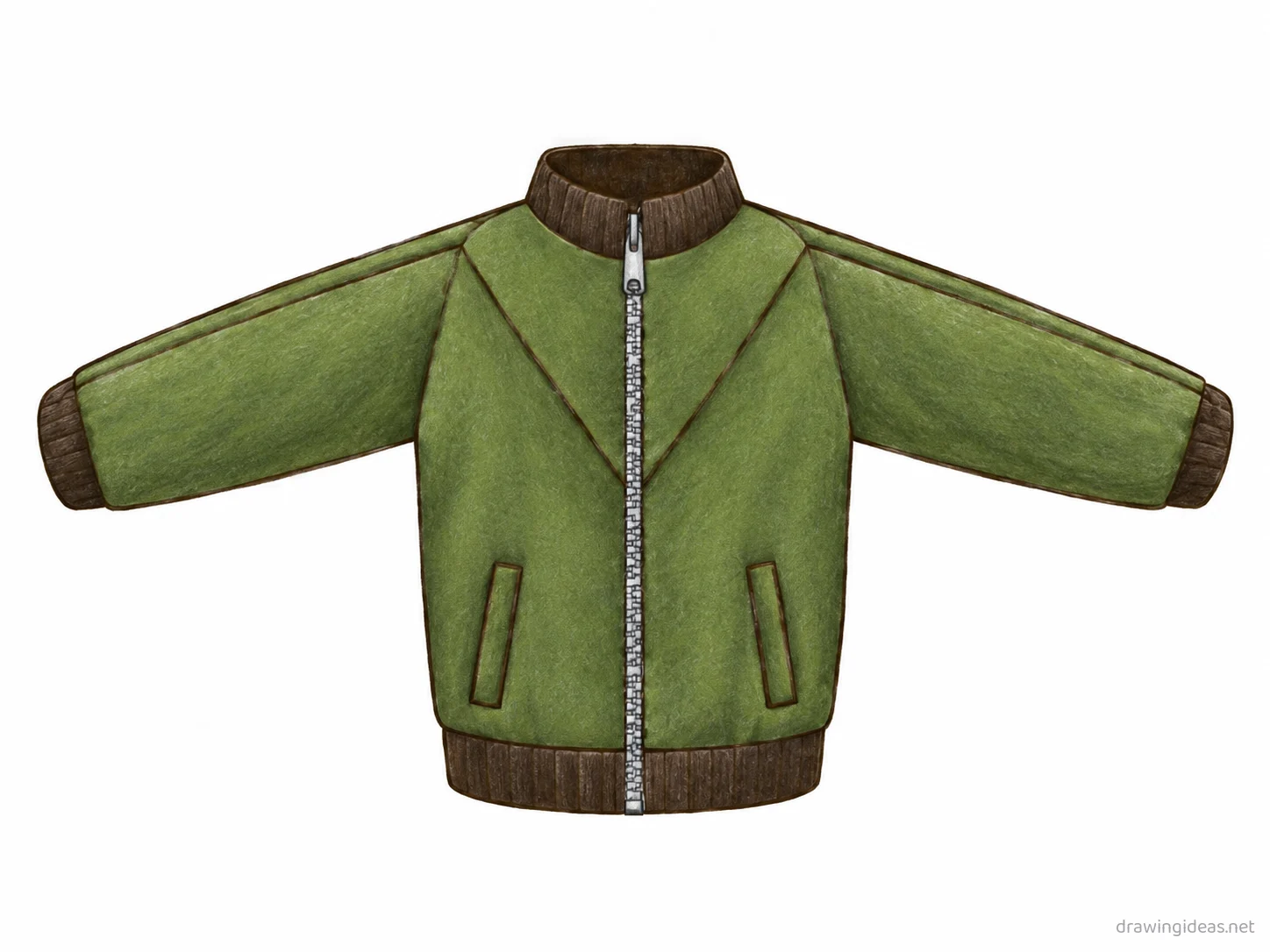 Jacket drawing — hand-drawn jacket illustration with ink lines and soft colors