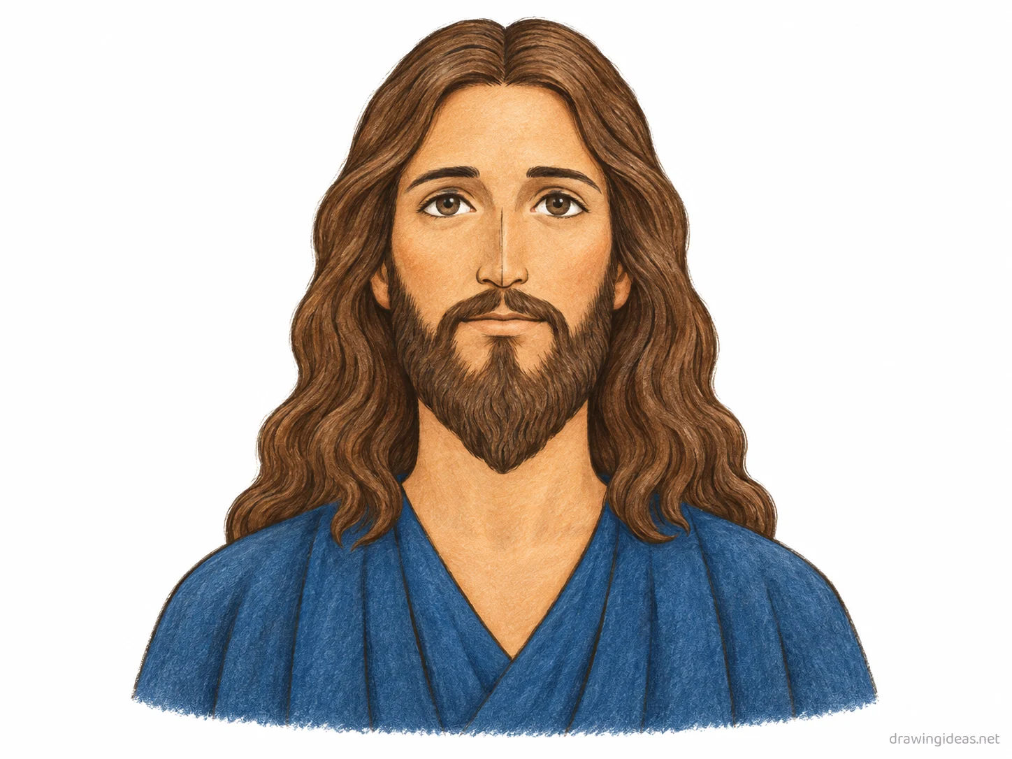 Jesus drawing — hand-drawn Jesus illustration with ink lines and soft colors
