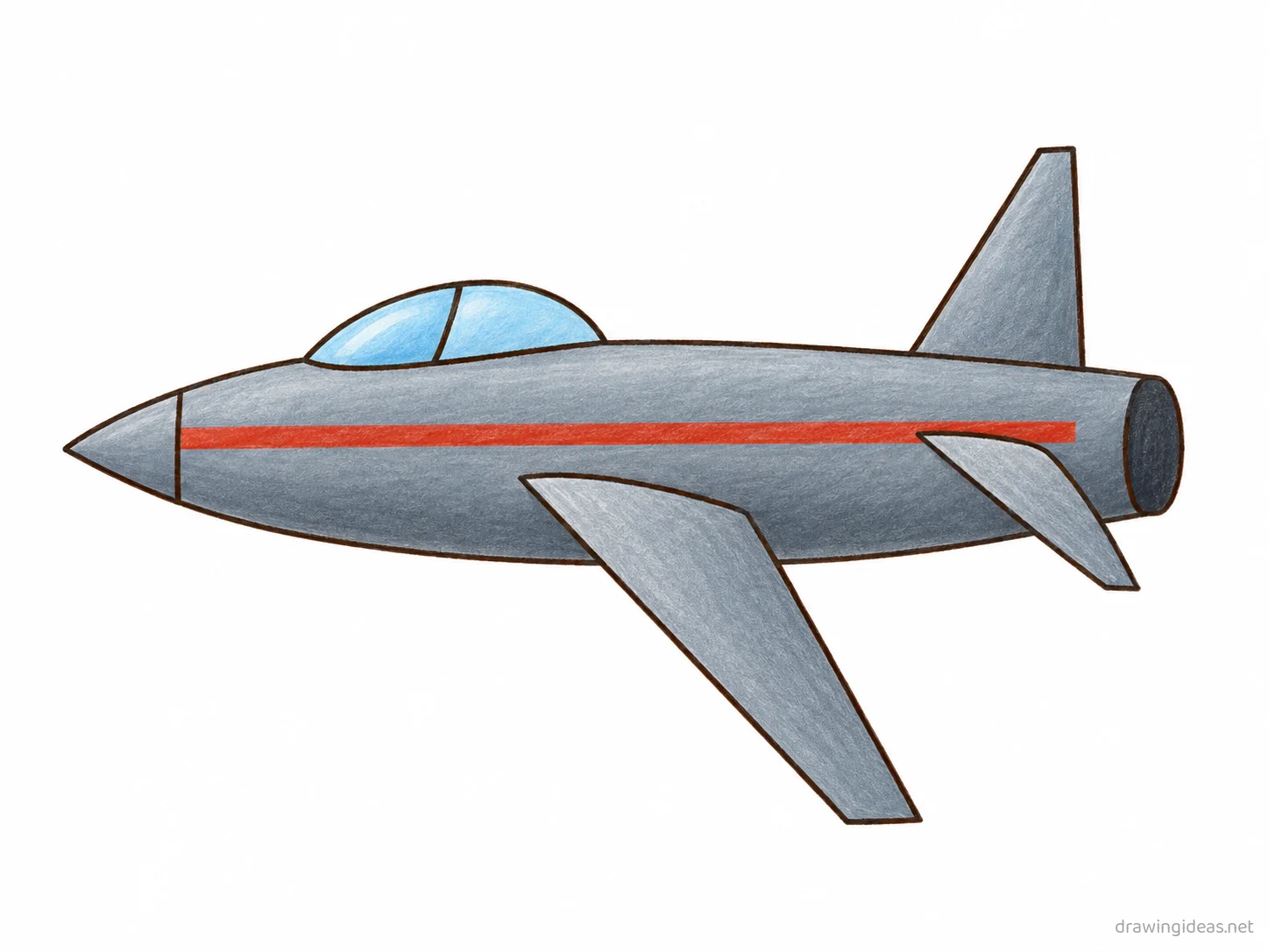 Jet drawing ā hand-drawn jet illustration with ink lines and soft colors