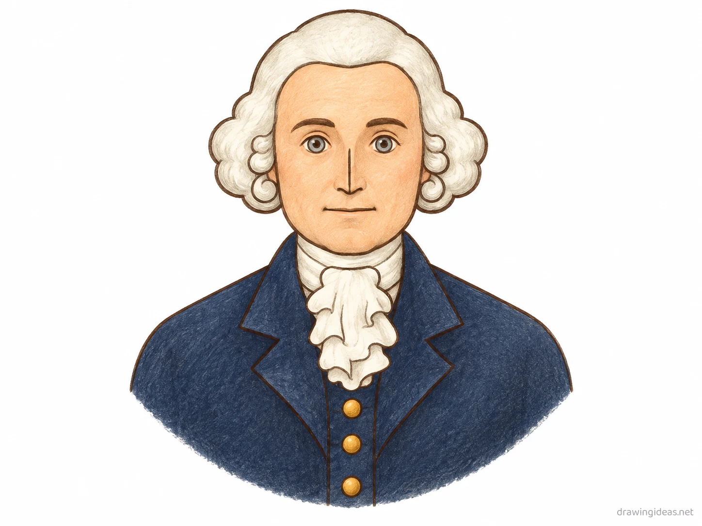 John Adams drawing — hand-drawn John Adams illustration with ink lines and soft colors