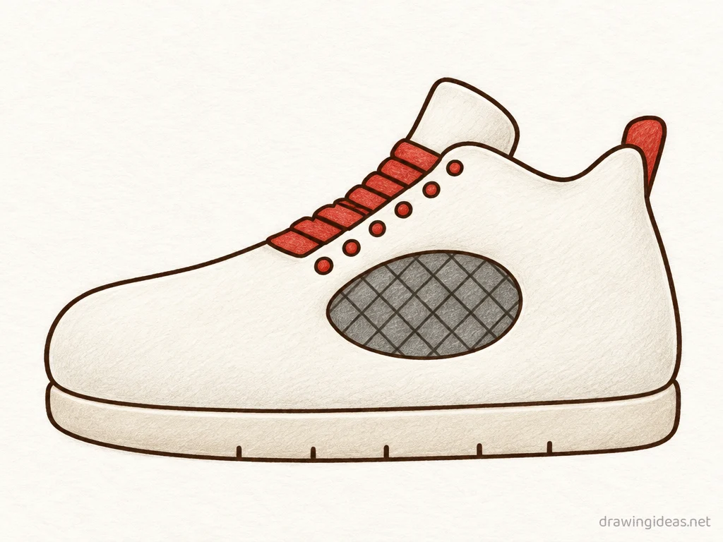 Jordan 4 drawing — hand-drawn jordan 4 illustration with ink lines and soft colors