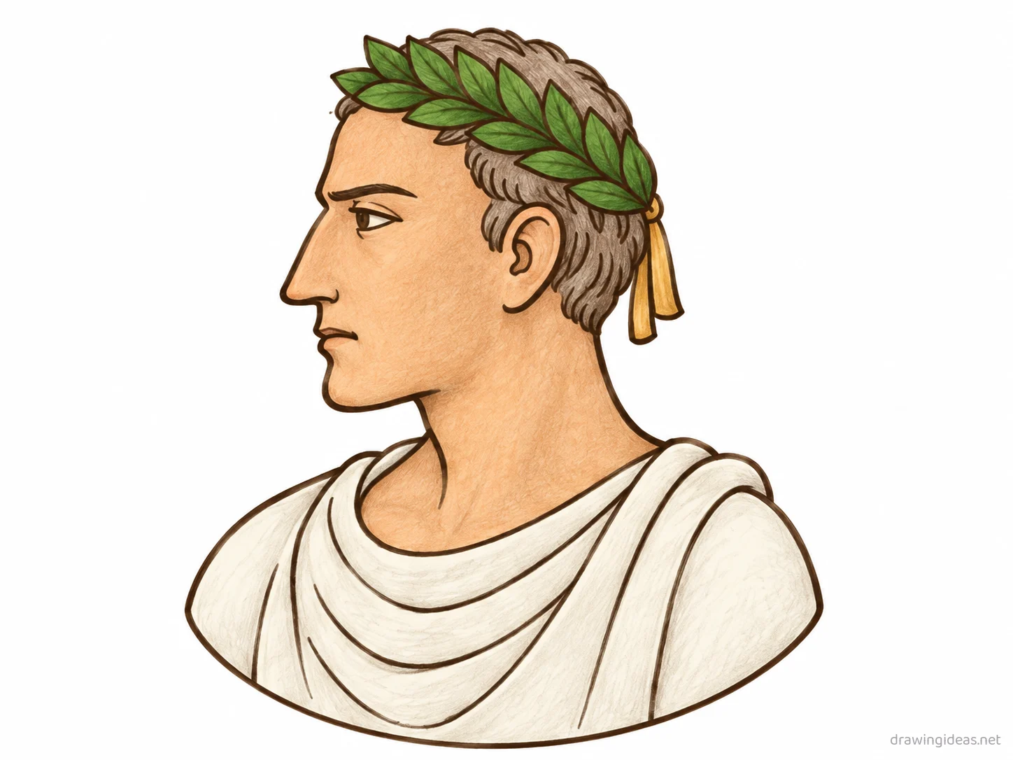 Julius Caesar drawing — hand-drawn Julius Caesar illustration with ink lines and soft colors
