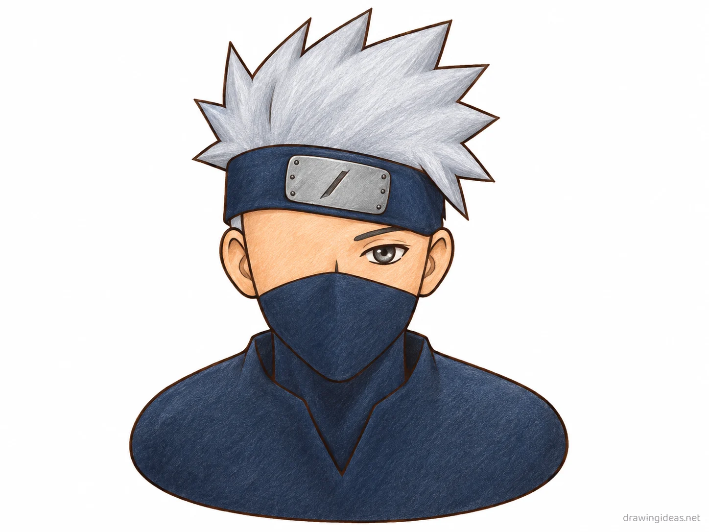 Kakashi drawing — hand-drawn Kakashi illustration with ink lines and soft colors