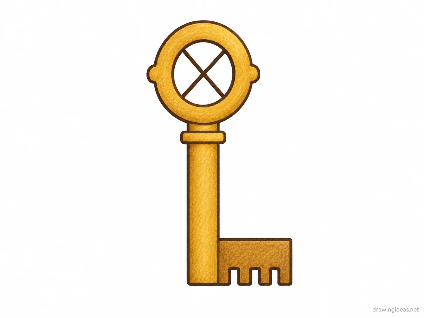 Key drawing — hand-drawn key illustration with ink lines and soft colors