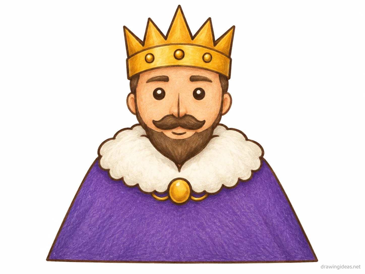 King drawing — hand-drawn king illustration with ink lines and soft colors