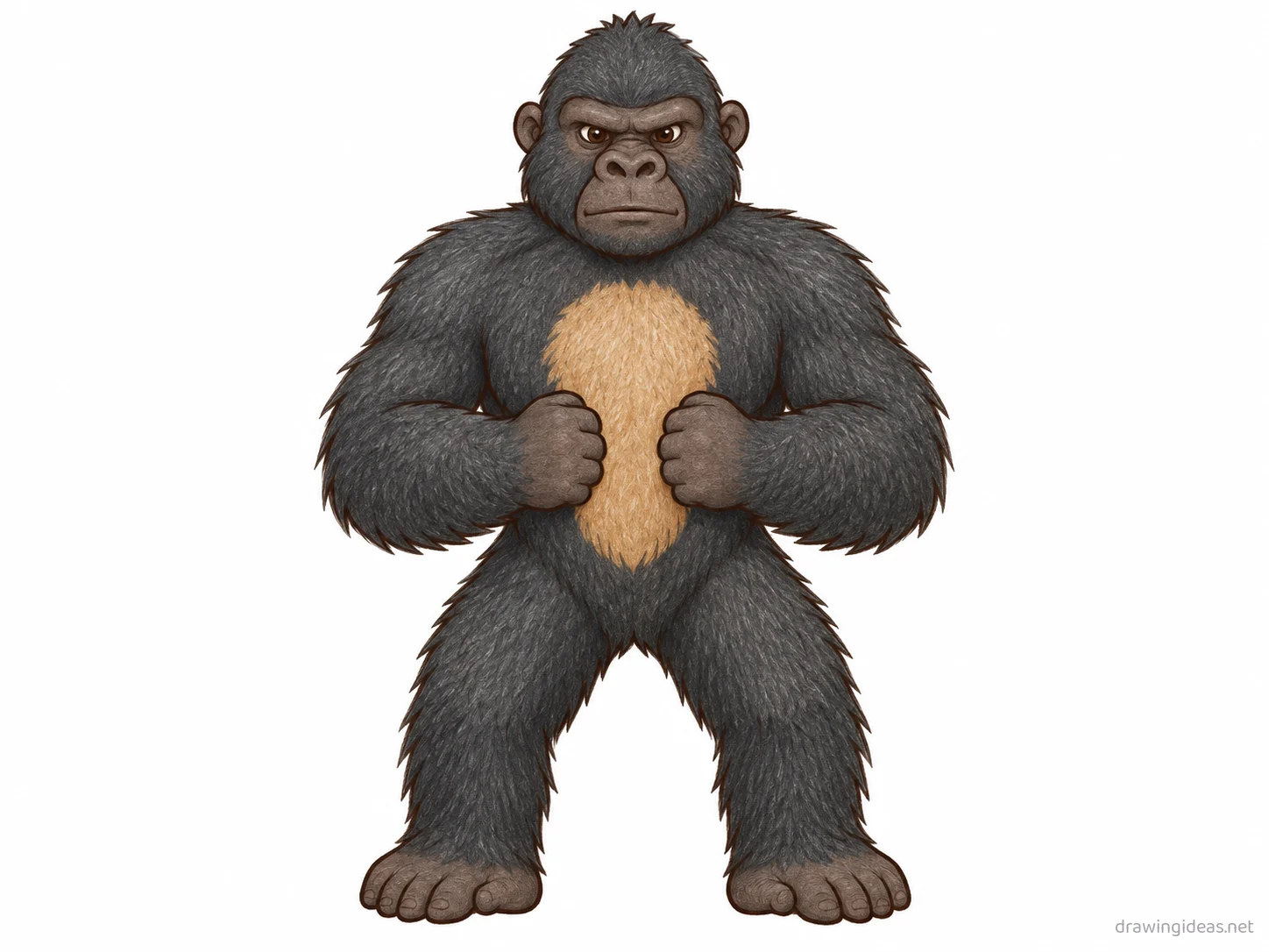 King Kong drawing — hand-drawn King Kong illustration with ink lines and soft colors