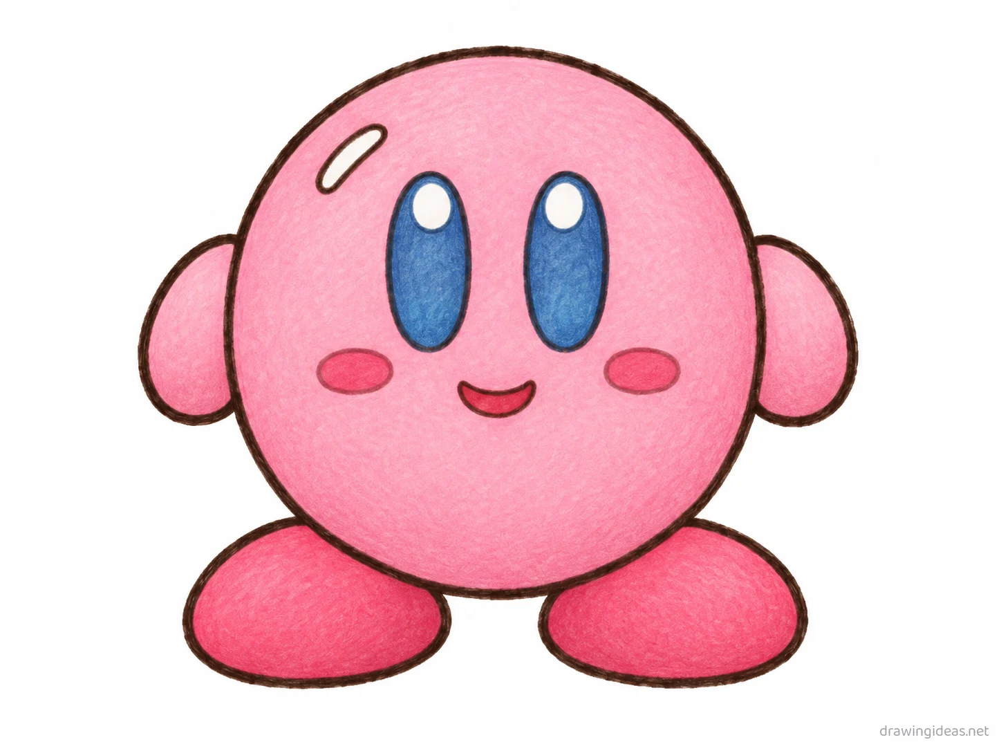 Kirby drawing — hand-drawn Kirby illustration with ink lines and soft colors