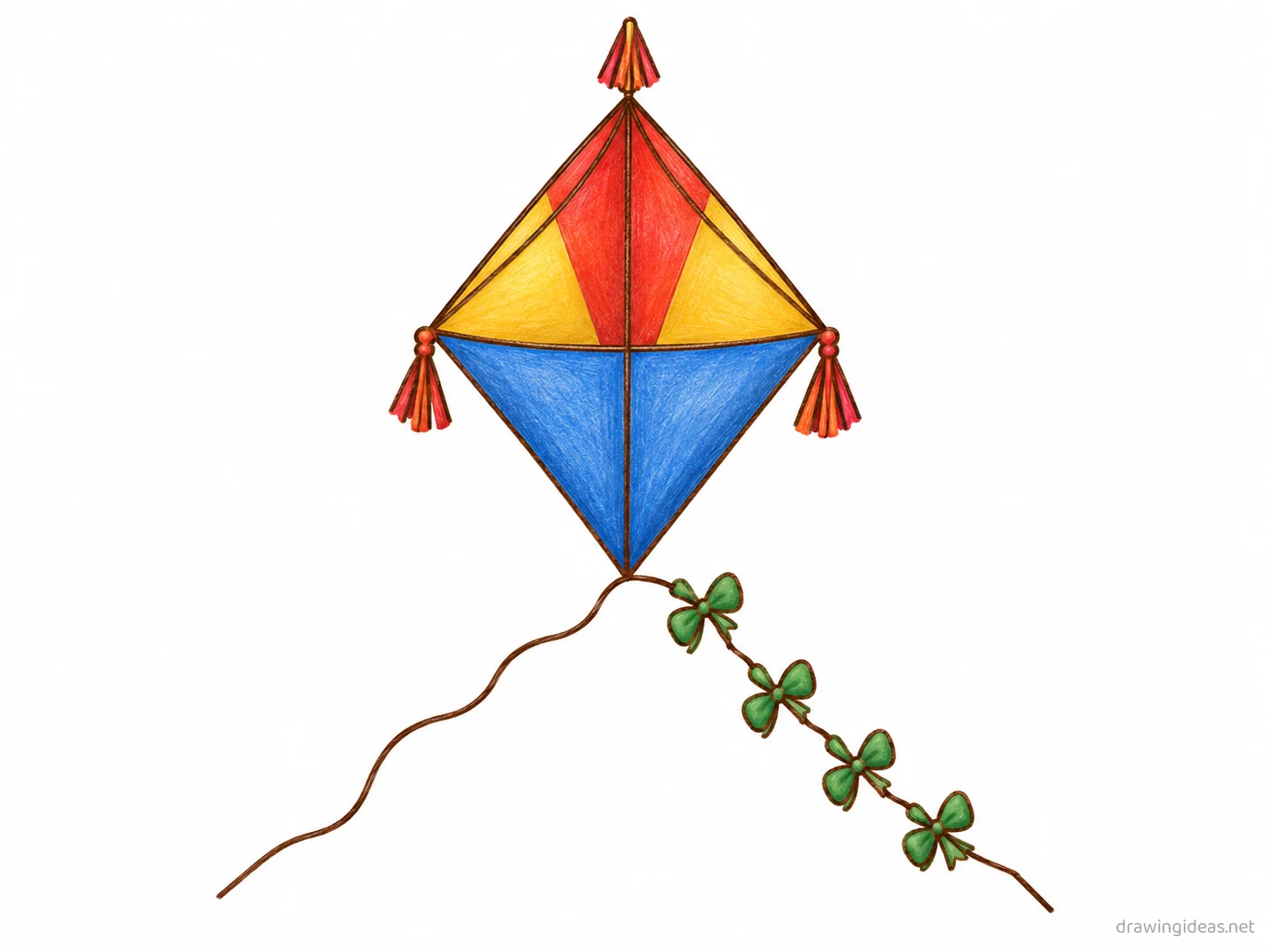 Kite drawing — hand-drawn kite illustration with ink lines and soft colors