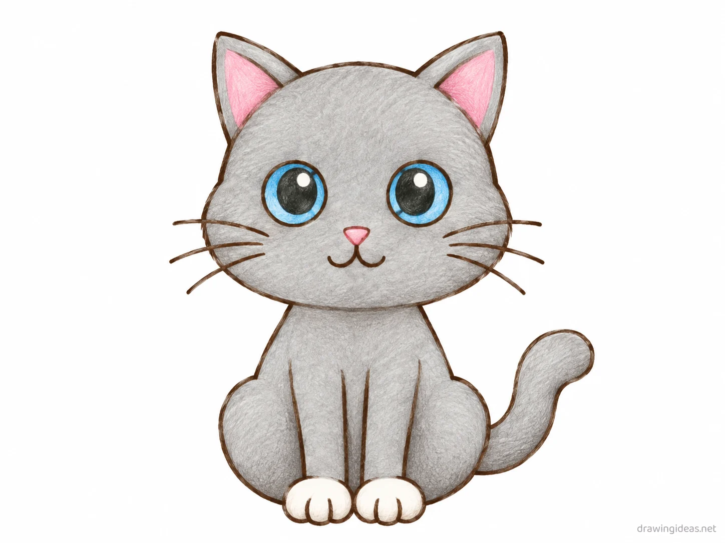Kitten drawing — hand-drawn kitten illustration with ink lines and soft colors