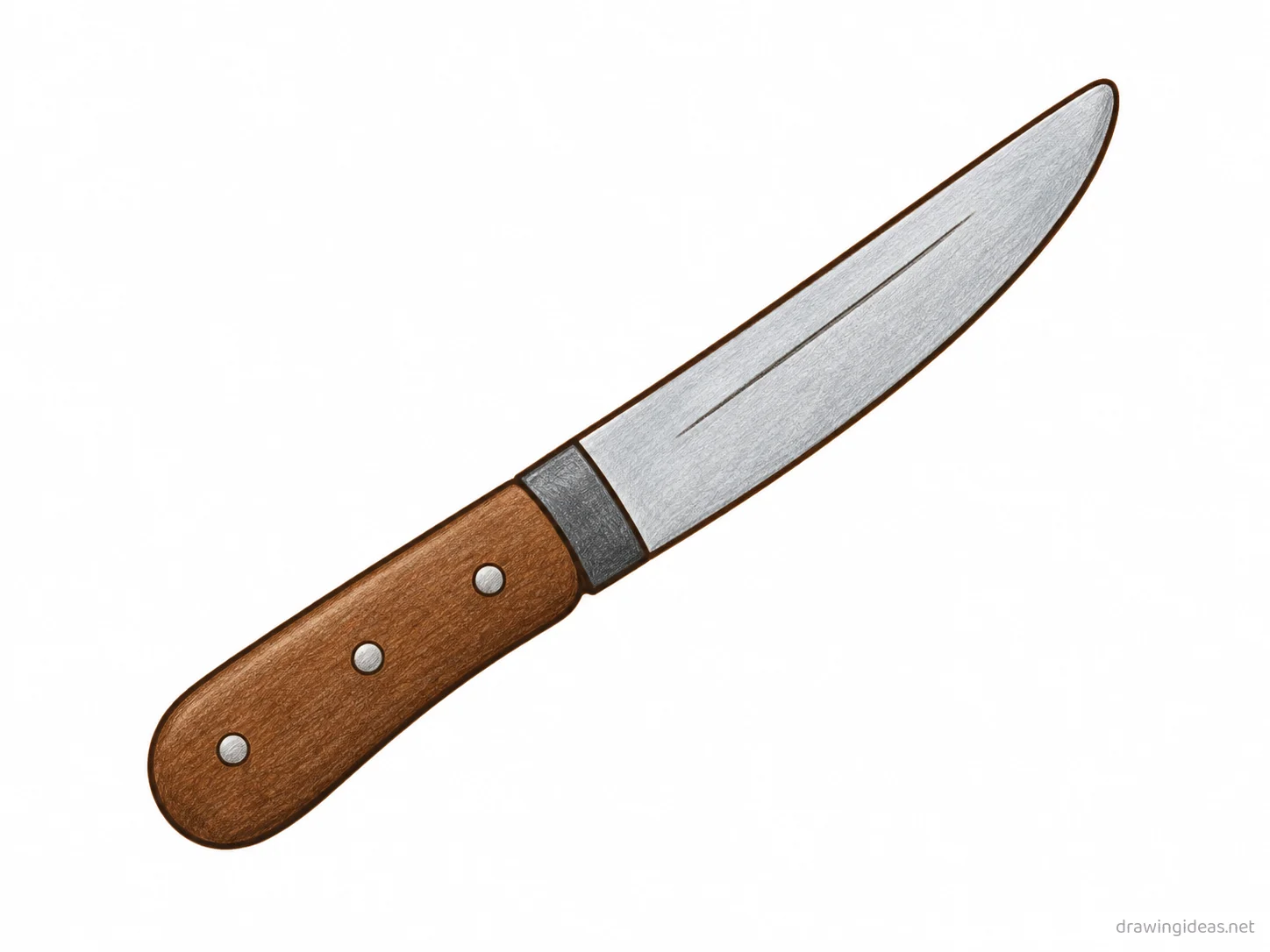 Knife drawing — hand-drawn knife illustration with ink lines and soft colors
