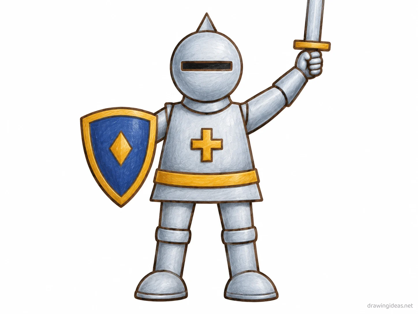 Knight drawing — hand-drawn knight illustration with ink lines and soft colors