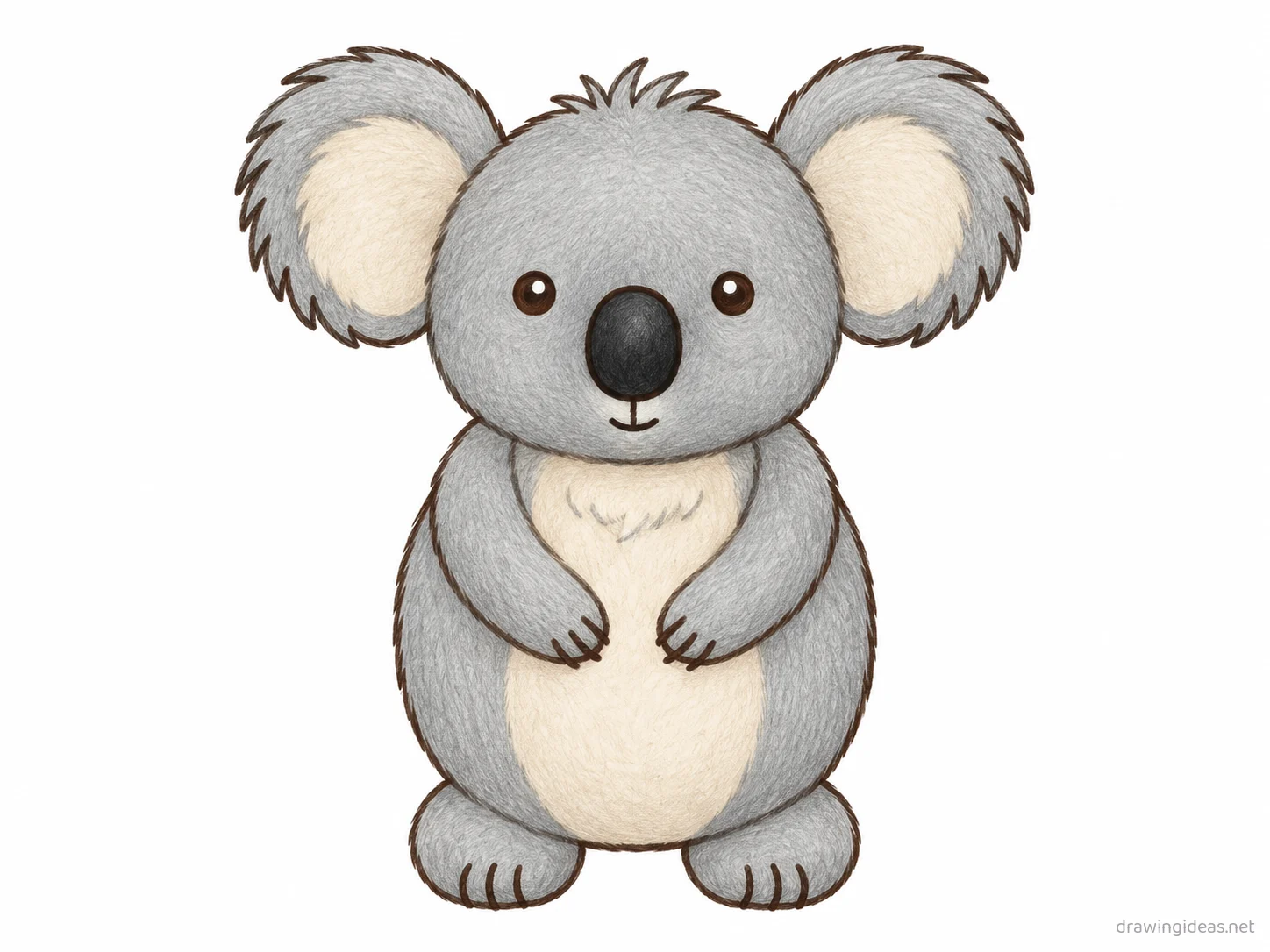 Koala drawing — hand-drawn koala illustration with ink lines and soft colors