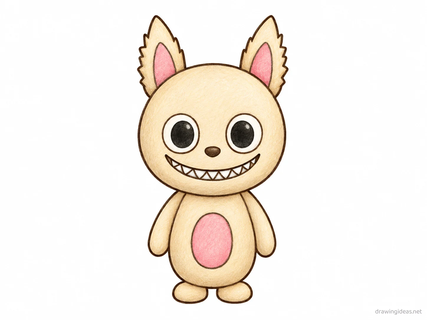 Labubu drawing — hand-drawn Labubu illustration with ink lines and soft colors