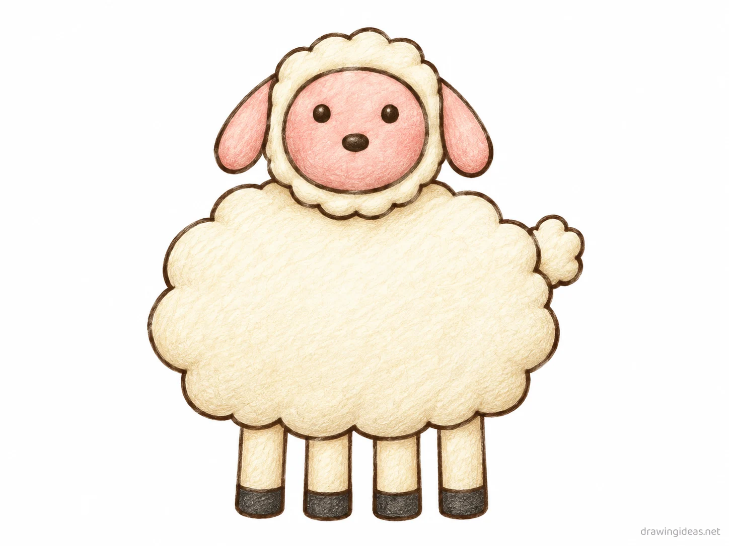 Lamb drawing — hand-drawn lamb illustration with ink lines and soft colors