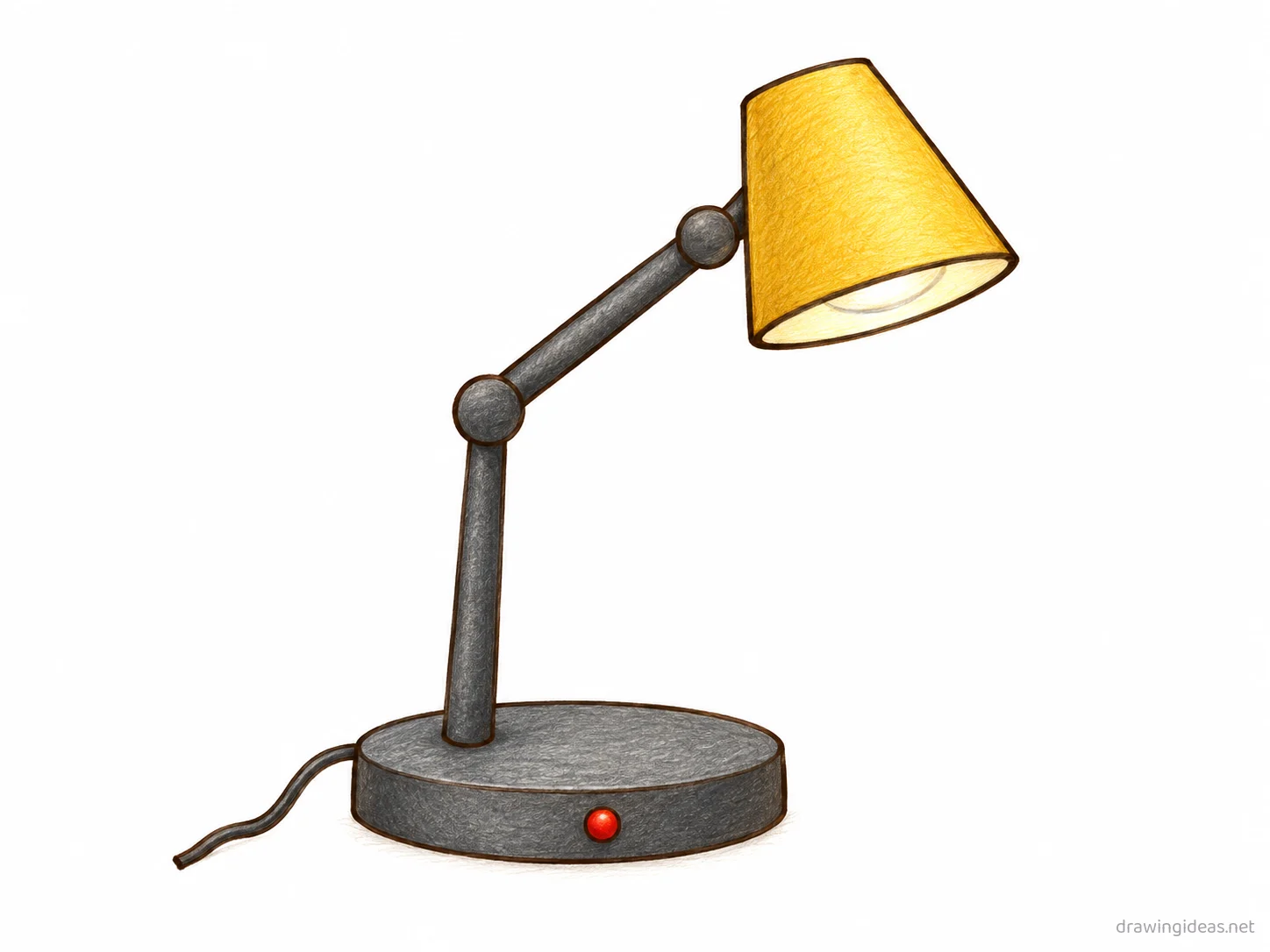 Lamp drawing — hand-drawn lamp illustration with ink lines and soft colors