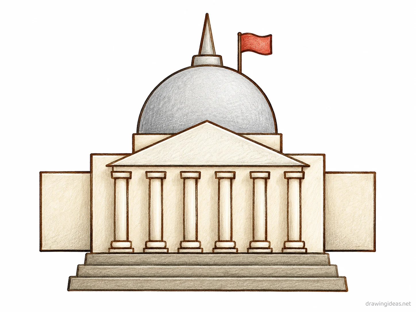 Legislative Branch drawing — hand-drawn Legislative Branch illustration with ink lines and soft colors