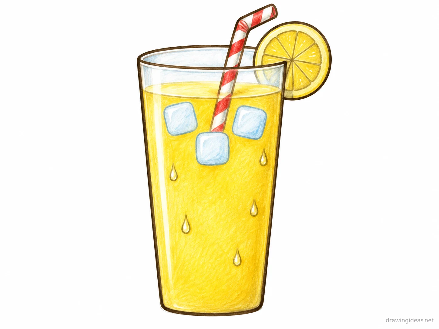 Lemonade drawing — hand-drawn lemonade illustration with ink lines and soft colors