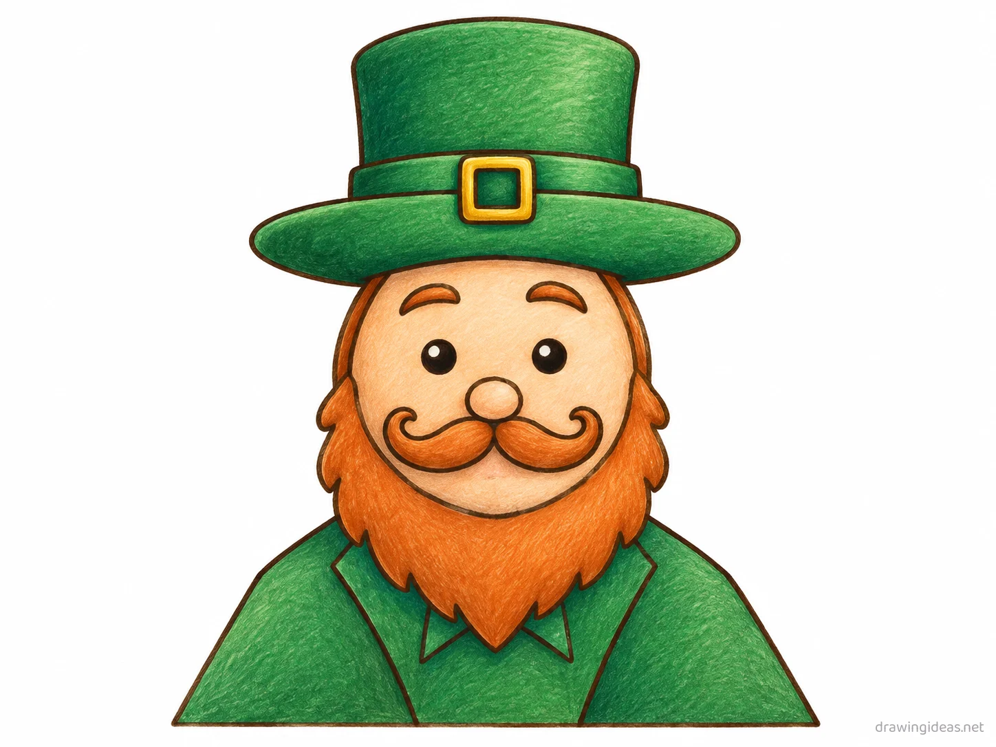 Leprechaun drawing — hand-drawn leprechaun illustration with ink lines and soft colors