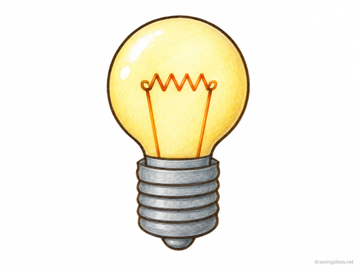 Light Bulb drawing — hand-drawn light bulb illustration with ink lines and soft colors