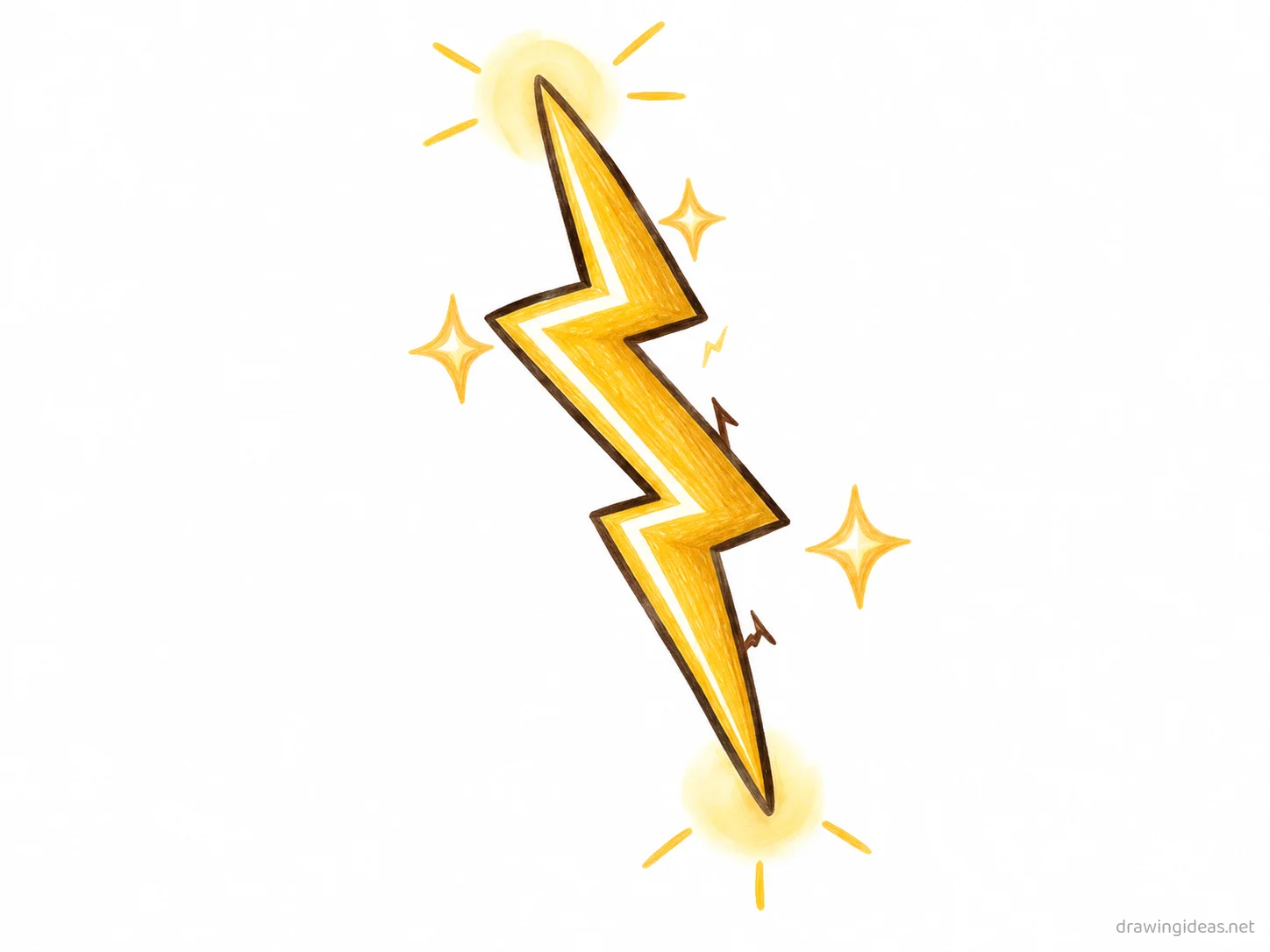Lightning Bolt drawing — hand-drawn lightning bolt illustration with ink lines and soft colors