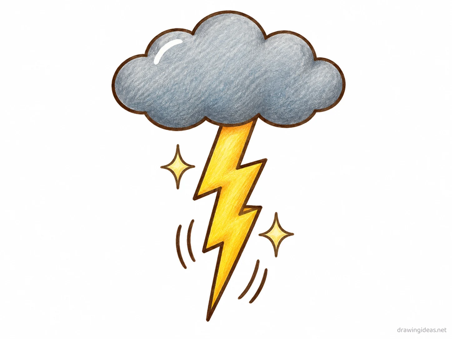 Lightning drawing — hand-drawn lightning illustration with ink lines and soft colors