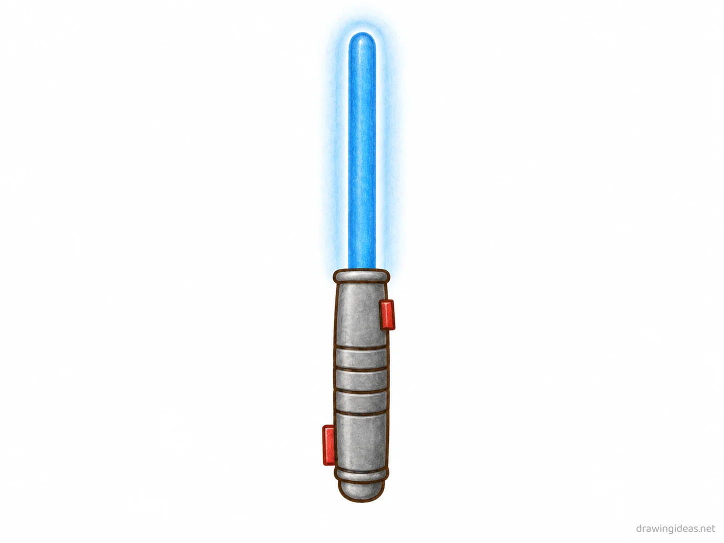 Lightsaber drawing — hand-drawn lightsaber illustration with ink lines and soft colors