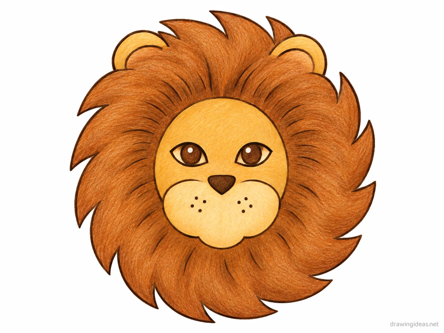 Lion drawing — hand-drawn lion illustration with ink lines and soft colors