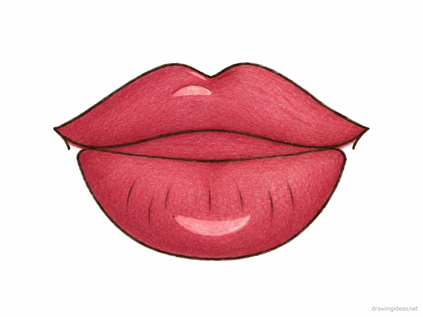 Lip drawing — hand-drawn lip illustration with ink lines and soft colors