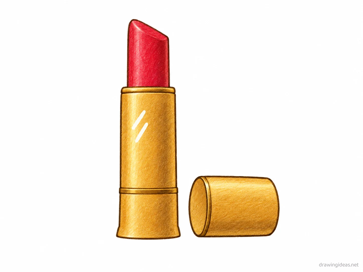 Lipstick drawing — hand-drawn lipstick illustration with ink lines and soft colors