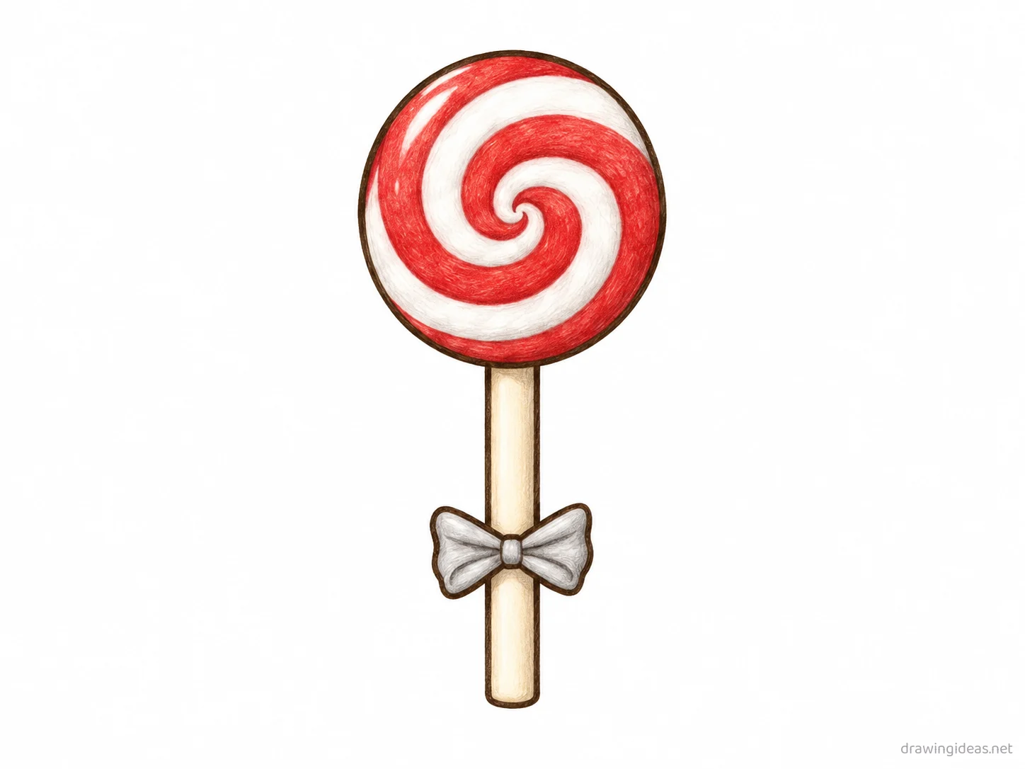 Lollipop drawing — hand-drawn lollipop illustration with ink lines and soft colors