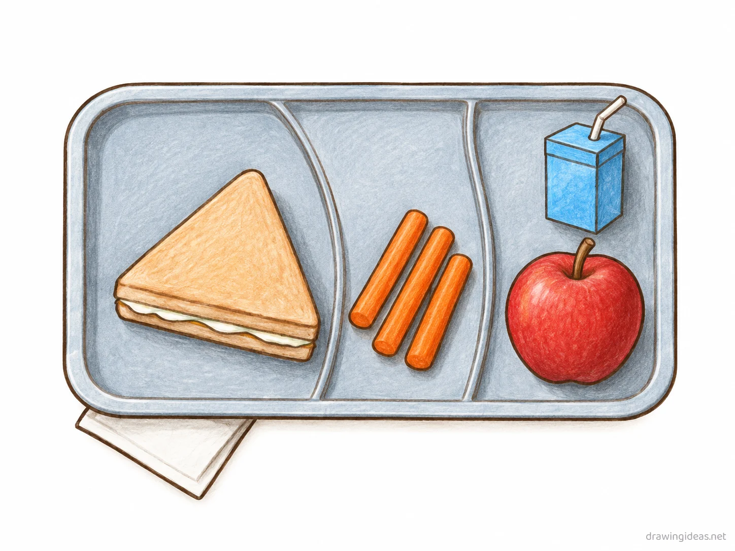 Lunch drawing — hand-drawn lunch illustration with ink lines and soft colors