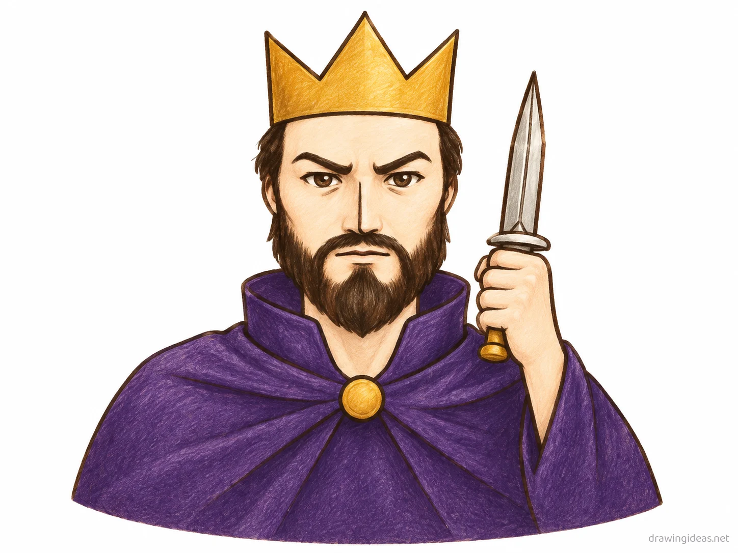 Macbeth drawing — hand-drawn Macbeth illustration with ink lines and soft colors