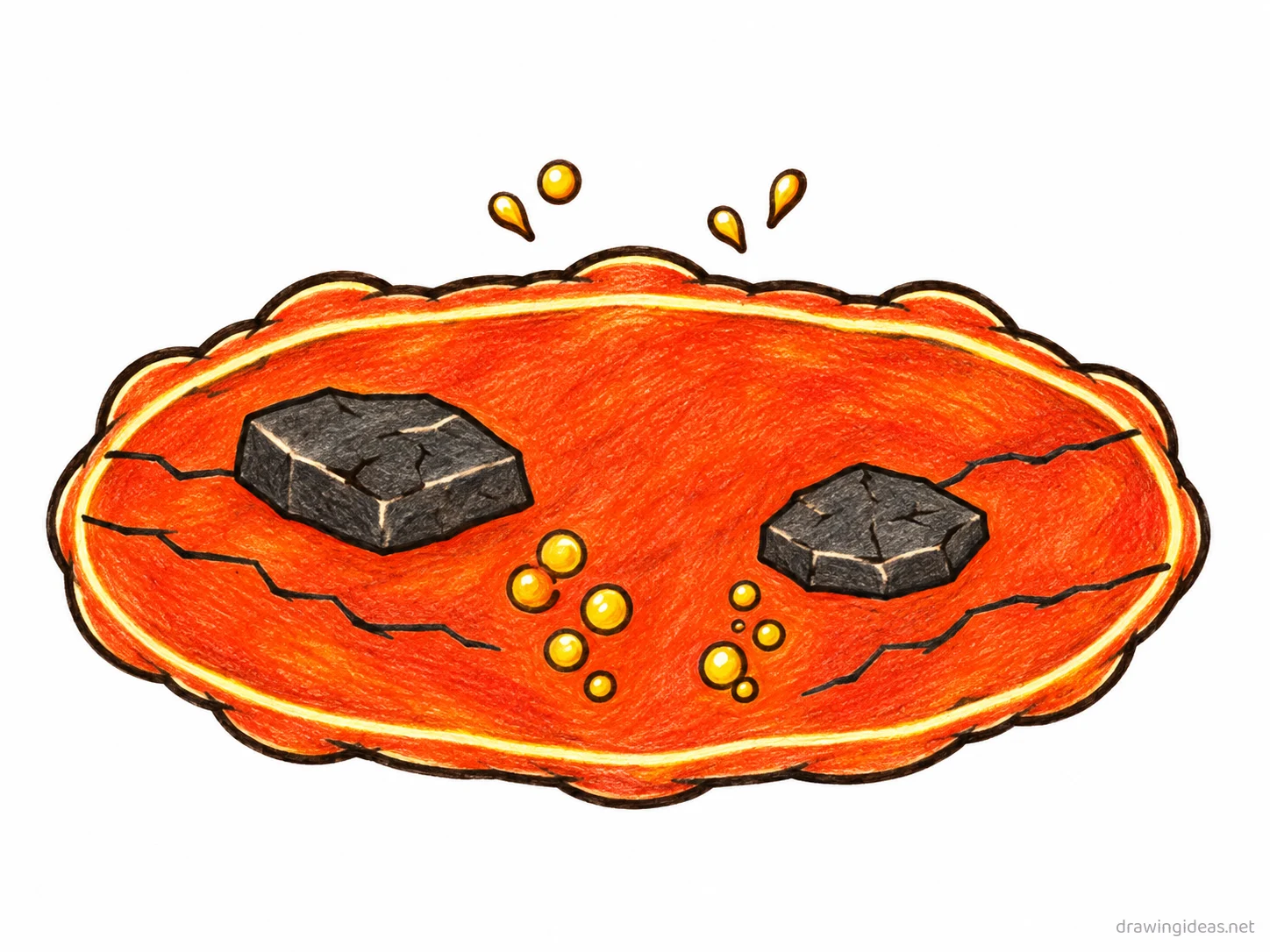 Magma drawing — hand-drawn magma illustration with ink lines and soft colors