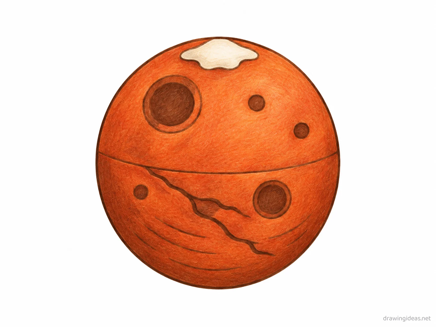 Mars drawing — hand-drawn mars illustration with ink lines and soft colors