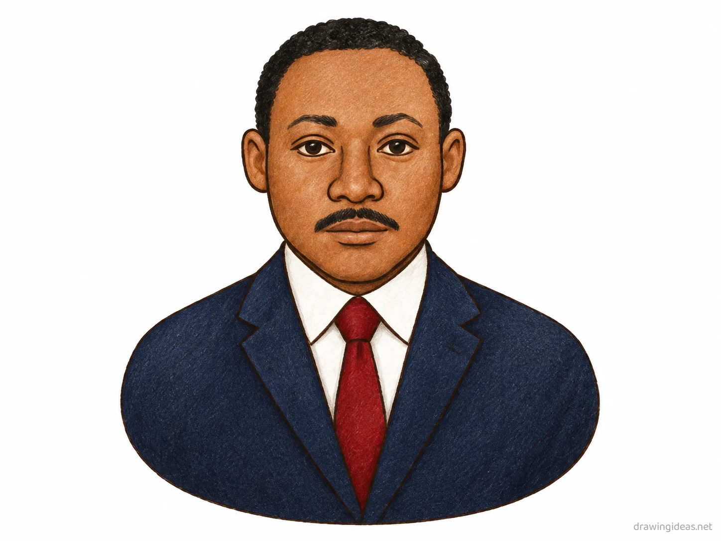 Martin Luther King drawing — hand-drawn Martin Luther King illustration with ink lines and soft colors