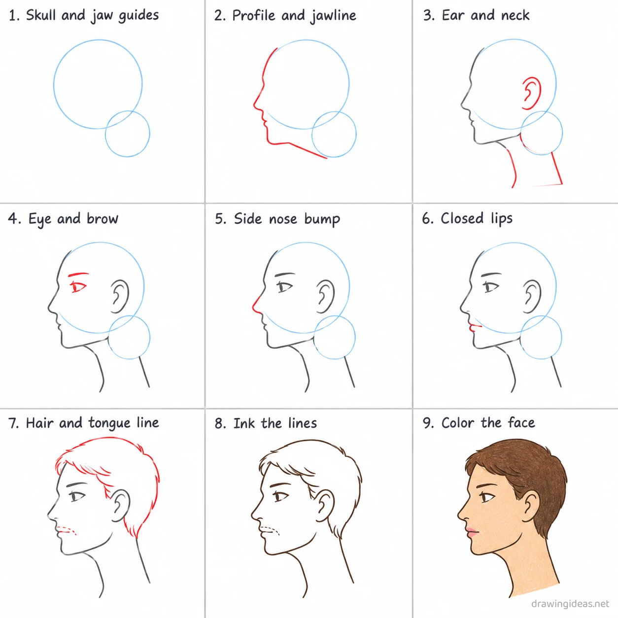 How to draw mewing step by step — 9-step mewing drawing tutorial sheet