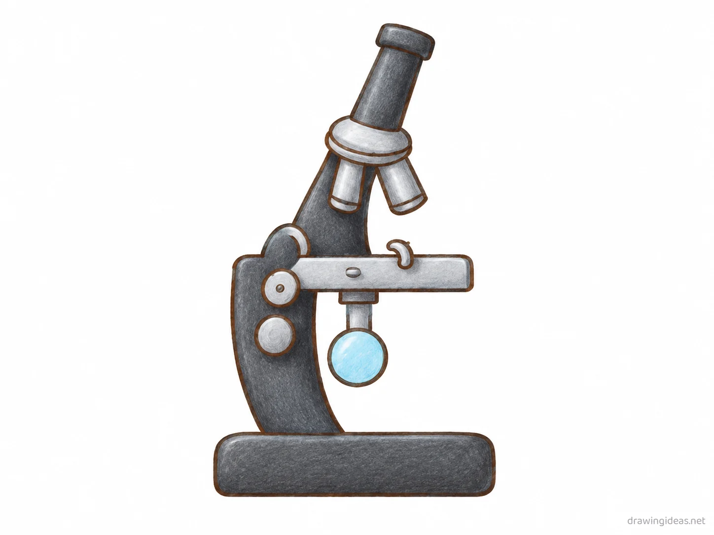 Microscope drawing — hand-drawn microscope illustration with ink lines and soft colors