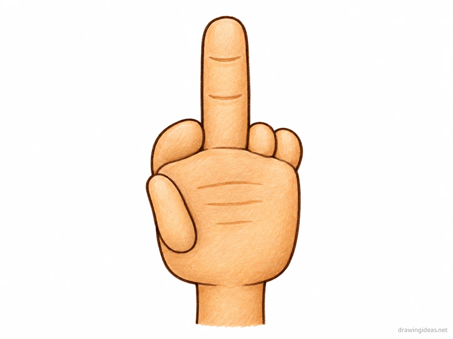 Middle Finger drawing — hand-drawn middle finger illustration with ink lines and soft colors
