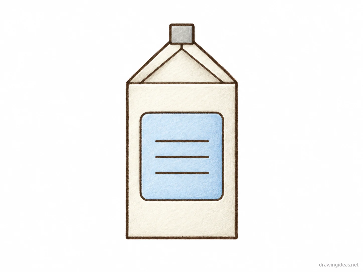 Milk Carton drawing — hand-drawn milk carton illustration with ink lines and soft colors