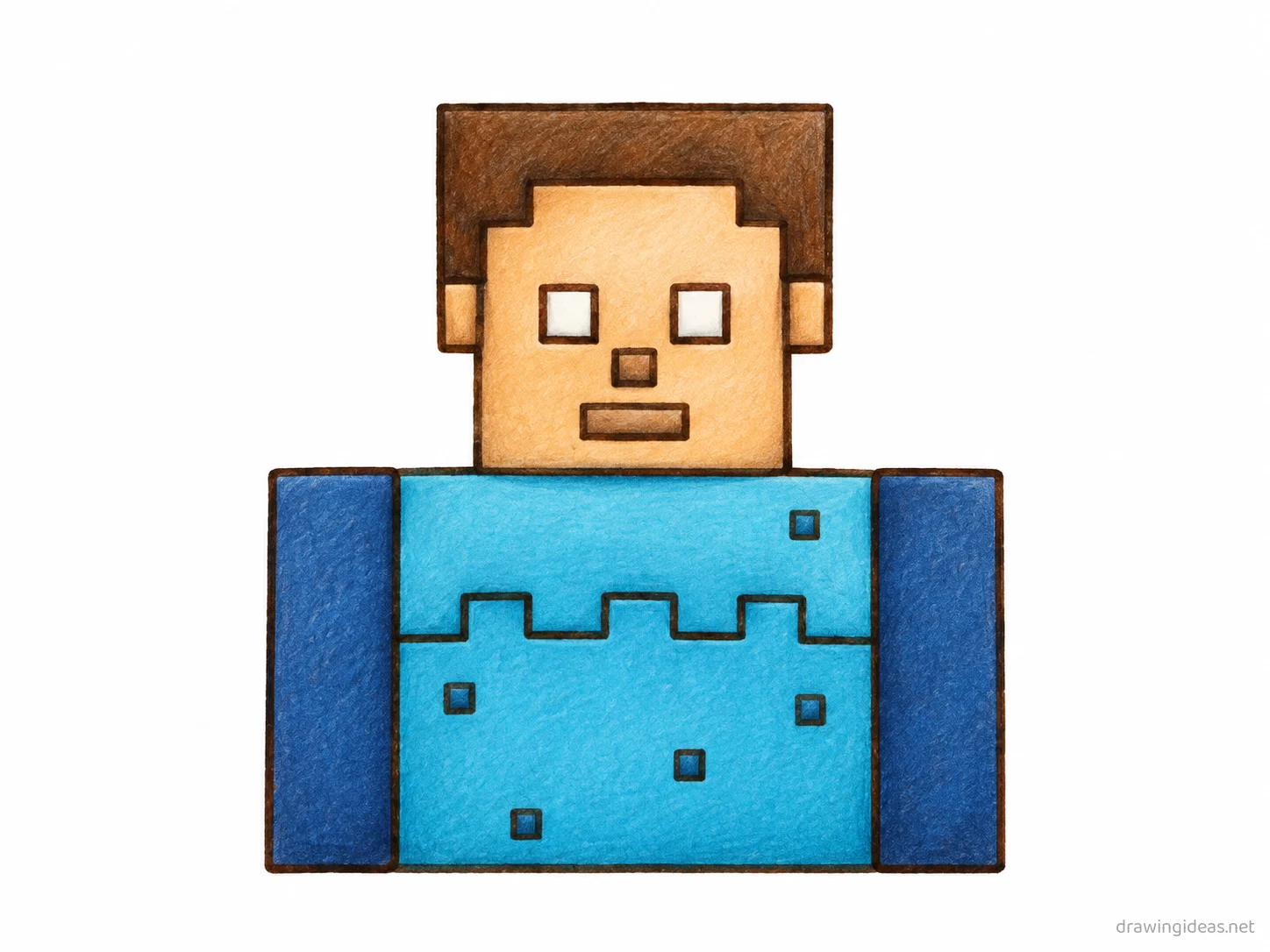 Minecraft drawing — hand-drawn Minecraft illustration with ink lines and soft colors