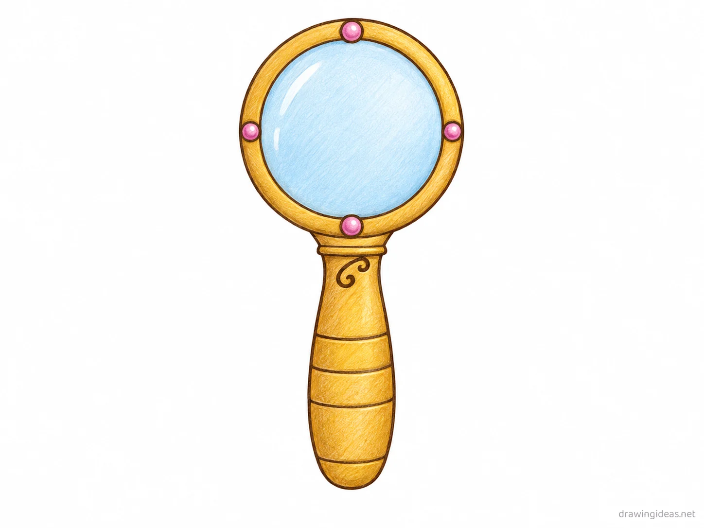 Mirror drawing — hand-drawn mirror illustration with ink lines and soft colors