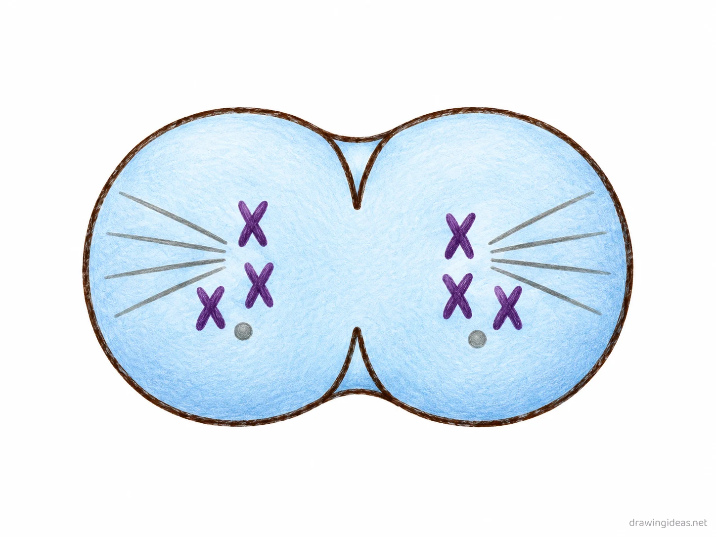Mitosis drawing — hand-drawn mitosis illustration with ink lines and soft colors