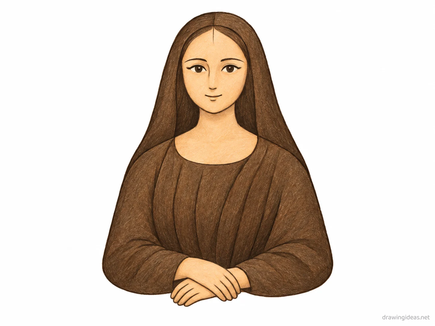 Mona Lisa drawing — hand-drawn Mona Lisa illustration with ink lines and soft colors