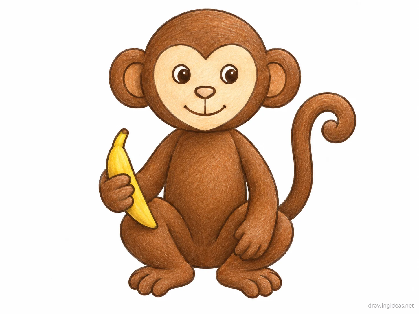 Monkey drawing — hand-drawn monkey illustration with ink lines and soft colors